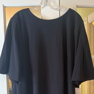 NWT 20W Calvin Klein Elegant Black dress signature gold zipper back bell sleeves